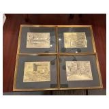 Gold foil etchings by Lionel Barrymore