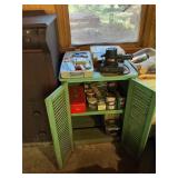 Green cabinet and contents