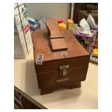 Vintage shoe box with contents