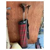Vintage golf bag and clubs