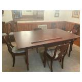 Large drop leaf table and 6 chairs