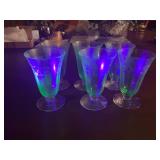 6 uranium glass glasses