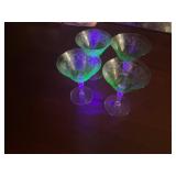 4 pcs of uranium glass stemware