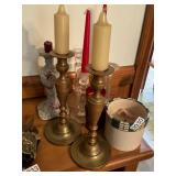 Candle stands brass and other