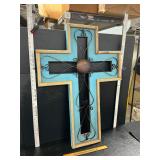 Wood and metal cross decor