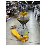 Disc golf target with disc