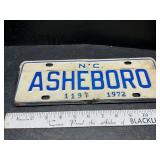 1972 Ashboro tag 1972 Ashboro tag