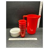 First National Bank Stanly county pitcher and cups First National Bank Stanly county pitcher and cups