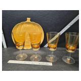 Winterthur Jewel Tone Amber goblets & platter Winterthur Jewel Tone Amber goblets & platter