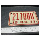 1977 NC tag 1977 NC tag