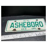 1971 Ashboro tag 1971 Ashboro tag