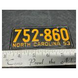 1953 NC tag 1953 NC tag