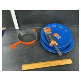 Knife,plates and cast iron pan