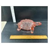 Pink glass turtle dish