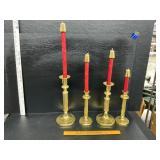 Brass candle holders and candles