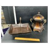 Metal tray and urn