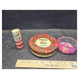 Tins and an ash tray