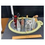 Mirror and perfume bottles