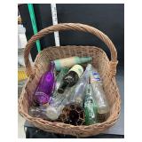 Basket with bottles
