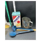 Vintage cracker tin and other