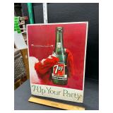 Vintage cardboard 7 up sign