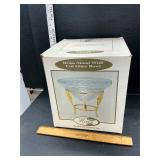 Brass stand with cut glass bowl