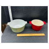 Corning ware and cast iron enamel pot