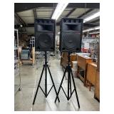 2 Gemini speakers with stands