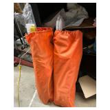 2 folding chairs with umbrellas