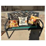 Aluminum bench with decor