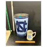 UNC trash can and stein