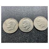 3 Eisenhower dollars