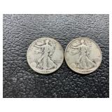 2 Walking Liberty half dollars