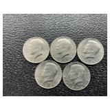 5 Kennedy half dollars