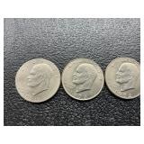 3 Eisenhower dollars