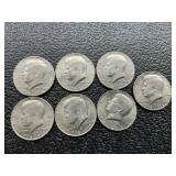7 bicentennial Kennedy half dollars