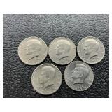5 Kennedy half dollars