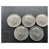 5 Kennedy half dollars