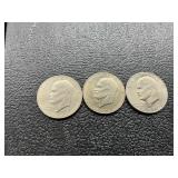 3 Eisenhower dollars