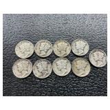 9 Mercury dimes