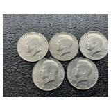 5 Kennedy half dollars