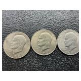 3 Eisenhower dollars