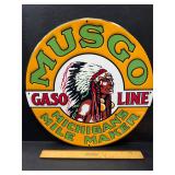 Musgo gasoline embossed metal sign