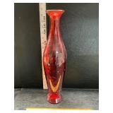 Red glass vase