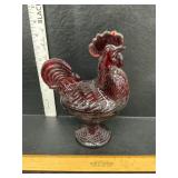 Glass rooster dish