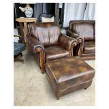 Leather chair and ottoman