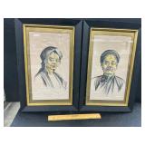 Pair of sketches on silk