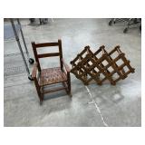 Childrenï¿½s rocker and oak wine rack