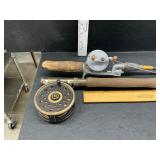 2 vintage rod and reels rod ends missing