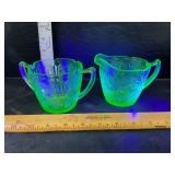 Uranium glass cream and sugar